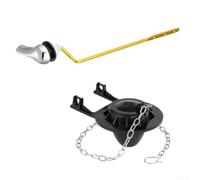 Yuanpgky Poignée de chasse d'eau et clapet pour toilettes standard, tige en aluminium doré avec rabat en PVC, pour un design durable et élégant à montage latéral, noir