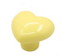 Yuanpgky Poignée de meuble de poterie en forme de cœur avec base en cuivre, sans perçage pour armoires, portes d'armoire et couvercles de bouteilles (jaune clair)