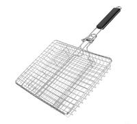 Yuanpgky Portab Panier de barbecue pliable en acier inoxydable avec poignée de verrouillage, 50,5 x 31 x 4 cm, grille en maille profonde pour poissons, viandes et légumes, passe au lave-vaisselle