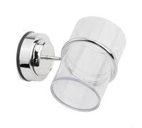 Yuanpgky Porte-brosse à dents à ventouse avec gobelet de salle de bain en acier inoxydable et gobelet en plastique transparent, résistant à la rouille, organiseur mural pour petits accessoires, 8 x 15