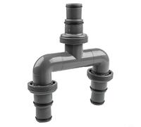 Yuanpgky Raccord de tuyau de piscine 38 mm et 32 mm pour systèmes | Adaptateur en T pour filtre à sable, chauffage et installation de dérivation | Raccord en plastique gris et acier inoxydable (C)