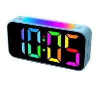 Yuanpgky Réveil numérique LED avec chiffres de couleur RVB, double réglage d'alarme, fonction répétition, veilleuse et volume réglable pour la maison ou le bureau (bleu)