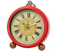 Yuanpgky Réveil vintage silencieux en métal avec chiffres romains - Horloge de bureau silencieuse sans tic-tac pour décoration de chambre à coucher, salon ou bureau, alimenté par piles (AA), 13,5(E)