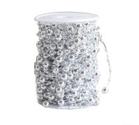 Yuanpgky Rouleau de guirlande de perles réfléchissantes pour sapin de Noël, décoration saisonnière, fête de mariage et cheminée Argenté 10 m