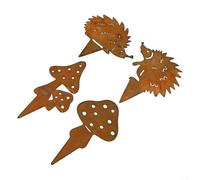 Yuanpgky Rusty Garden Lot de 4 piquets décoratifs en métal pour maison, jardin, cour, extérieur, 16 cm de haut, décorations rustiques en fer