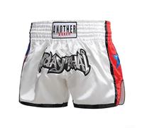 Yuanpgky Short de boxe thaïlandaise pour homme et femme, short d'entraînement MMA, Muay Thai, taille élastique, convient pour les adultes, idéal pour l'entraînement et la compétition (XL, blanc)