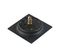 Yuanpgky Siphon de sol en acier inoxydable à poussoir pour la maison et le jardin, 10 x 10 cm, carré à pied, design anti-encrassement, grand débit (noir)