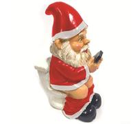 Yuanpgky Statue de téléphone de toilette nain 3D en résine pour décoration extérieure, cour, pelouse, 6 x 5 x 15 cm (rouge)