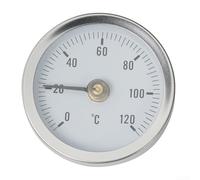Yuanpgky Thermomètre à tube en acier inoxydable 63 mm 0-120 °C pour systèmes de chauffage, jauge de température bimétallique avec fixation à ressort