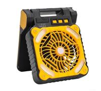 Yuanpgky Ventilateur de bureau portable multifonction avec éclairage LED et batterie 5200 mAh 4 vitesses de vent et minuteur pour camping pique-nique Jaune