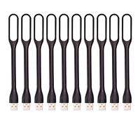 YUANQIAN Lot de 10 lampes LED USB USB, mini lampe LED flexible, pour ordinateurs portables, tablettes, banques d'alimentation, lampe de nuit PC, lampe de lecture (USBLED-Black 10pcs)