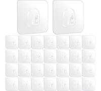 YUANQIAN Lot de 30 crochets adhésifs pour suspension, crochets muraux robustes de 10 kg, crochets utilitaires en plastique transparent pour salle de bain, cuisine, porte murale, métal, carrelage, bois
