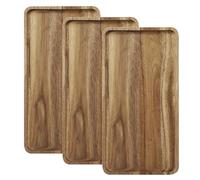 YUANQIAN Plateau de service en bois d'acacia - Planche à charcuterie en bois - Plateau rectangulaire en bois pour servir des aliments, des fruits et du fromage - 35 x 18 cm - Plateaux à dessert en