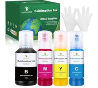 YUANQIMM 440ML Encre à Sublimation Compatible pour Epson E102 E104 ET-2810 ET-2820 ET-2830 ET-4810 ET-2815 ET-2850 ET-2856 2870 Imprimante pour Tissus Heat Transfer T-Shirts Céramique