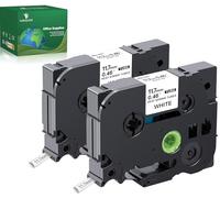 YUANQIMM Lot de 2 rubans adhésifs thermorétractables pour imprimante Brother HSe-231 HSe231 HS-231 HS231 Noir sur blanc pour PTouch PT-E300 PT-P750W, 1,2 cm x 1,5 m, 11,7 mm x 1,5 m