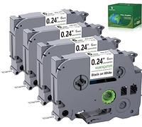 YUANQIMM Lot de 4 rubans d'étiquettes de rechange compatibles 6 mm 0,23 pour étiqueteuse Brother TZe-211 TZe211 TZ-211 TZ211 pour P-Touch PTD220 PTD610BT PT-D410 PT-P710BT PTH110, 6,3 mm x 7,9 m