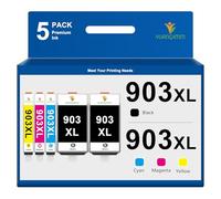 YUANQIMM Lot de 5 cartouches d'encre 903XL compatibles avec HP 903XL 903 pour HP Officejet 6950 pour HP Officejet Pro 6970 pour imprimante tout-en-un Officejet 6960