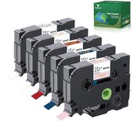 YUANQIMM Lot de 5 rubans d'étiquettes compatibles avec Brother TZe-R231 TZe-R234 TZe-RE34 TZe-RN34 TZe-RW34 pour ruban décoratif Ptouch 12 mm 0,47 mm pour PTH110 PTD210 PTD215e