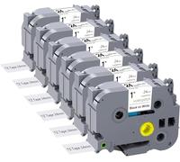 YUANQIMM Lot de 6 rubans d'étiquettes TZe251 de 24 mm 0,94 mm compatibles avec Brother TZe-251 TZe 24 mm 0,94 - Blanc laminé TZ-251 - Remplacement pour étiqueteuse Brother PTouch PTD600 PT-P710BT