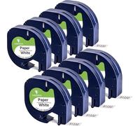 YUANQIMM Lot de 8 rubans d'étiquettes en papier compatibles avec DYMO LetraTag LT 91330 10697 (S0721510), 12 mm x 4 m, pour imprimante Letra Tag LT-100H LT-100T