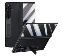 YUANSHXM-Étui en cuir véritable pour Samsung Galaxy Z Fold 7, charnière d'objectif tout compris, coque de protection robuste avec béquille pliable (Z Fold 7, vert) (Z Fold 7, noir)