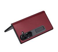 YUANSHXM-Étui en cuir véritable pour Samsung Galaxy Z Fold 7, charnière d'objectif tout compris, coque de protection robuste avec béquille pliable (Z Fold 7, vert) (Z Fold 7, rouge)