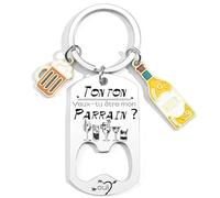 YUANSI Cadeau Tonton veux tu etre mon Parrain Porte Clé tonton Annonce Grossesse Decapsuleur Annonce Parrain Demande Cadeau noël parrain
