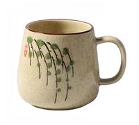 YUANstore 1 tasse à café vintage unique de style rétro japonais en céramique, tasse à changement de four 380 ml, tasse à petit-déjeuner en argile cadeau créatif pour amis, tasses avec couvercle et