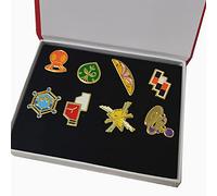 YUANstore Applicable à la boîte de collection de badges Pocket Monster Generation 1-6, jeu de collection de 8 pièces, cadeau pour garçon et fille, Zinc