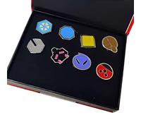 YUANstore Compatible avec la boîte de collection de badges de la génération 1-6, lot de 8 pièces, cadeau pour garçons et filles, ca. 3,0 cm - 4,0 cm, Zinc