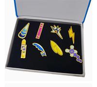 YUANstore Compatible avec la boîte de collection de badges de la génération 1-6, set de 8 pièces, cadeau pour garçons et filles, circa 3 - 4 cm, Zinc