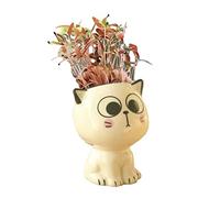 YUANstore Mini pot de fleurs en céramique en forme de chat - Dessin animé - Décoration de bureau - Décoration de petite taille - Décoration d'intérieur