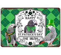 YuanTao Panneau humoristique en étain avec perroquet Saint Patrick The Irish Gift F - Décoration murale pour bar, pub, café, décoration murale - Poster rétro vintage - 20,3 x 30,5 cm