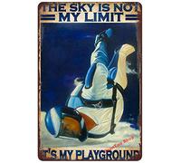 YuanTao Skydivers Plaque humoristique en étain avec inscription « The Sky is My Playground My Limit » pour bar, pub, dîner, café, décoration murale, affiche rétro vintage 20,3 x 30,5 cm