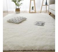 YUANWAN Tapis de Salon Tapis Décoratif 140 x 90 cm Moelleux Antidérapant Intérieur Épais à Poils Longs Extra Doux pour Chambre pour Salon Couloir, Blanc