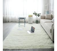 YUANWAN Tapis de Salon Tapis Décoratif 190 x 160 cm Longs Moelleux Antidérapant Intérieur Épais Tapis Décoratif de Salon Tapis Nature pour Salon pour Salon de Sol Grand Couloir, Blanc