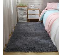 YUANWAN Tapis de Salon Tapis Décoratif 85 x 165 cm Longs Moelleux Antidérapant Intérieur Épais Tapis de Salon à Poils Longs Tapis de Zone Salon pour Chambre, Salon, Couloir, Noir