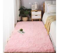 YUANWAN Tapis Décoratif de Style Moderne 110 x 130 cm Longs Moelleux Antidérapant Intérieur Épais Tapis Salon à Poils Longs Tapis Moelleux Chambre pour Salon Couloir, Rose