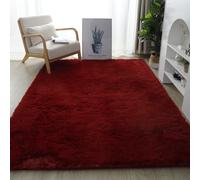 YUANWAN Tapis Décoratif de Style Moderne 180 x 60 cm Dessous Antidérapant Intérieur Épais Tapis de Salon Moderne Shaggy Tapis Salon Shaggy pour Salon Couloir, Vin Rouge