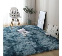 YUANWAN Tapis Doux et Moelleux 110 x 180 cm Dessous Antidérapant Intérieur Épais Tapis à Fourrure Non Glissant Tapis Shaggy Grand pour Salon de Sol Grand Couloir, Bleu