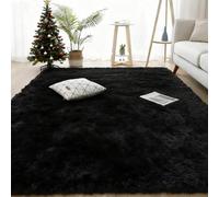 YUANWAN Tapis Doux et Moelleux 170 x 240 cm Dessous Antidérapant Intérieur Épais, Moelleux, Résistant Tapis Antidérapant Intérieur Modernes Soft pour Salon Couloir, Chambre, Noir