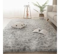 YUANWAN Tapis Doux et Moelleux 200 x 210 cm Résistant Aux Intempéries et Aux UV Tapis de Salon Poils Longs Tapis Shaggy Moelleux pour Salon de Sol Grand Couloir, Gris Clair