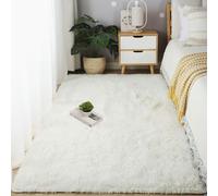 YUANWAN Tapis Moderne à Poils Longs 100 x 270 cm Résistant Aux Intempéries et Aux UV Tapis de Salon à Poils Longs Tapis de Zone Salon pour Chambre, Salon, Couloir, Blanc