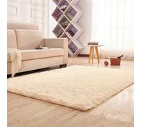 YUANWAN Tapis Moderne à Poils Longs 160 x 180 cm Moelleux Antidérapant Intérieur Épais Tapis Salon Chambre Doux Tapis de Salon Moderne pour Chambre, Salon, Couloir, Couleur Crème
