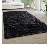YUANWAN Tapis Moderne à Poils Longs 180 x 150 cm Moelleux Antidérapant Intérieur Épais Moquette pour Chambre et Salon Tapis Contemporain pour Salon Couloir, Noir