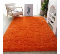 YUANWAN Tapis Moderne à Poils Longs 80 x 150 cm Moelleux Antidérapant Intérieur Épais Tapis Antidérapant Intérieur Moelleux Épais Tapis Shaggy pour Salon Couloir, Orange
