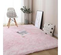 YUANWAN Tapis Shaggy Tapis Chambre 100 x 100 cm Longs Moelleux Antidérapant Intérieur Épais Tapis avec Le Fond Antidérapant Tapis Poils Longs pour Salon de Sol Grand Couloir, Rose