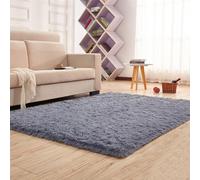 YUANWAN Tapis Shaggy Tapis Chambre 140 x 120 cm Dessous Antidérapant Intérieur Épais Moquette pour Chambre et Salon Tapis Contemporain pour Salon de Sol Grand Couloir, Gris