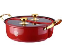 Yuanyang Yuanyang Hot Pot, Wok Shabu Shabu antiadhésif avec séparateur et 2 couvercles, poêle antiadhésive Double Face, Batterie de Cuisine à Soupe [Classe énergétique]