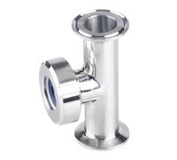 YUANYAO 76 89 102 108 mm de diamètre extérieur de Tuyau 3" 3,5" 4" T à Trois Colliers 3 Voies SUS 304 en Acier Inoxydable Union sanitaire Verre de visée Homebrew(76mm Pipe OD K91mm)